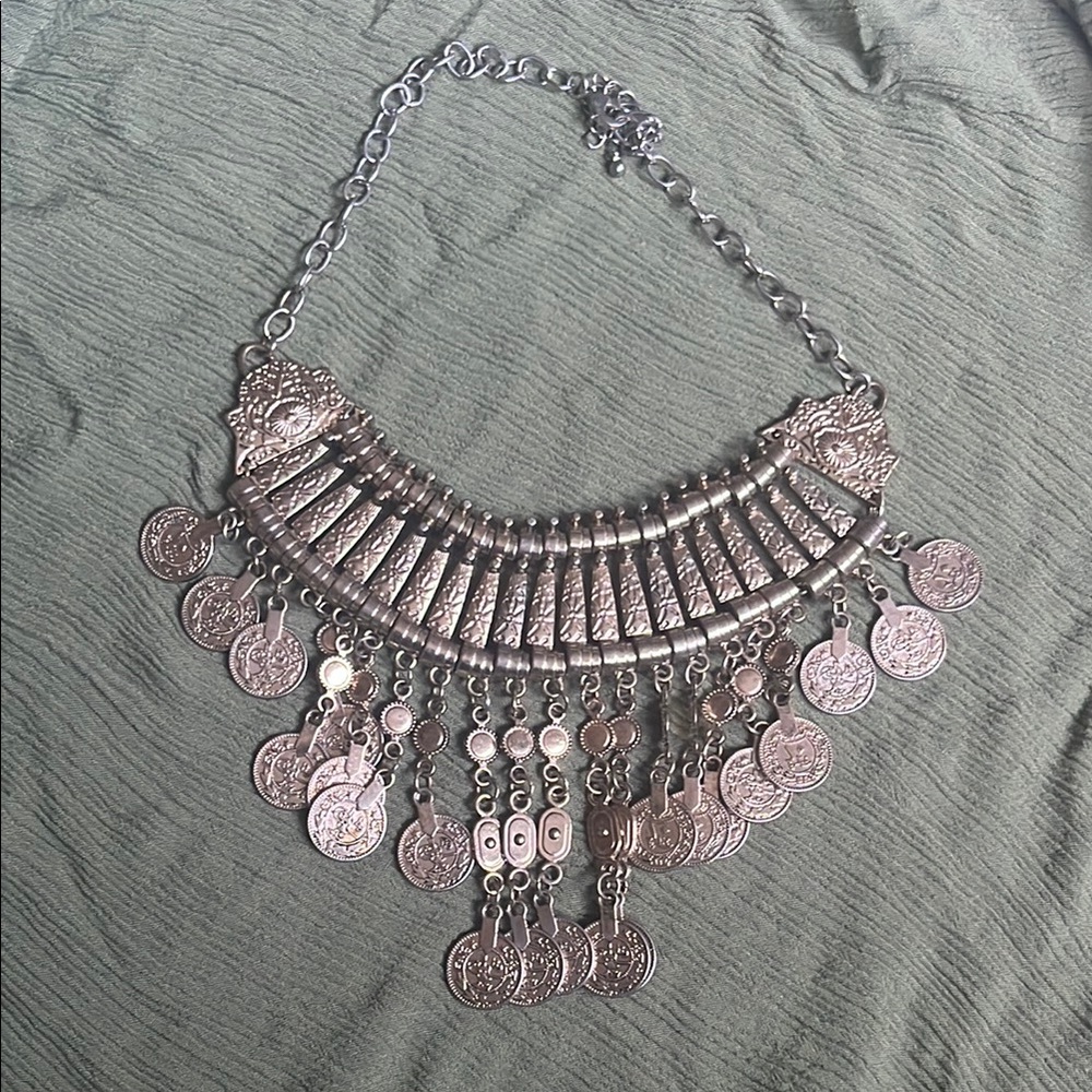 Copper Colored Coin Statement Necklace